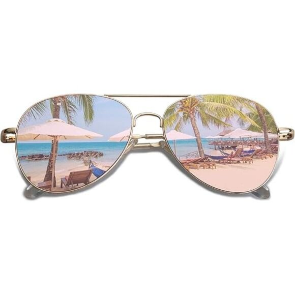 Classic Aviator Sunglasses for Women Metal Spring Hinges SJ1030 main image 4
